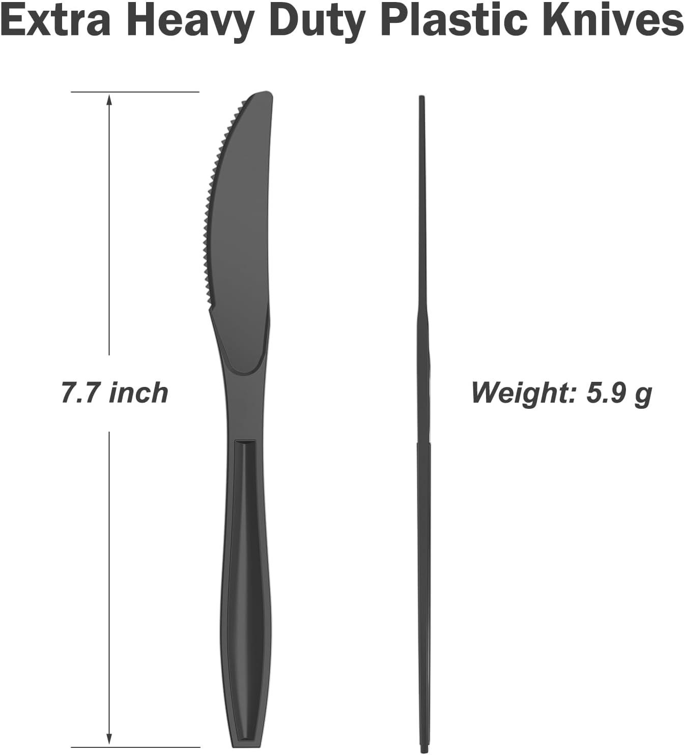 360 Count Extra Heavy Duty Clear Plastic Knives Disposable, BPA-Free, Heat Resistant, Solid and Durable Disposable Knives Bulk, Premium Plastic Knives heavy duty for Party Supply(Black)