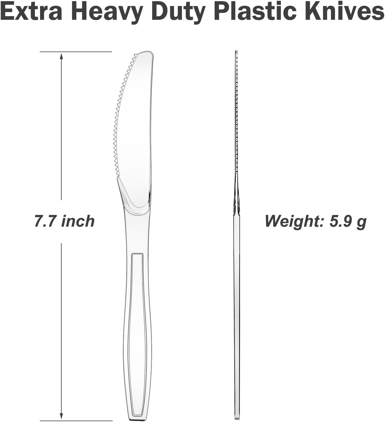 360 Count Extra Heavy Duty Clear Plastic Knives Disposable, BPA-Free, Heat Resistant, Solid and Durable Disposable Knives Bulk, Premium Plastic Knives heavy duty for Party Supply(Clear)