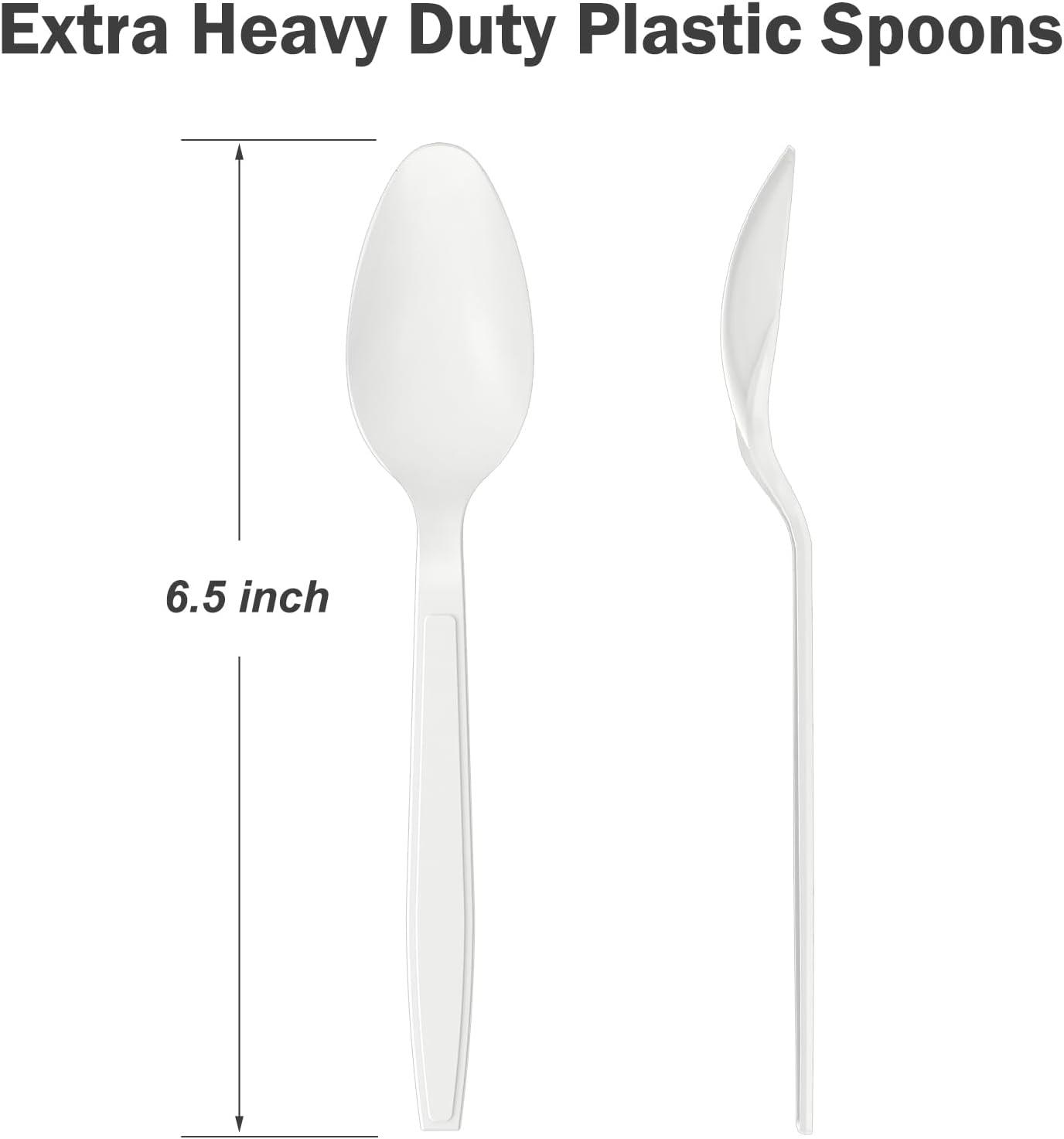 360 Count Clear Plastic Spoons Disposable, BPA-Free, Heat Resistant, Solid and Durable Disposable Spoons Heavy Duty Bulk, Premium Spoons plastic disposable for Party Supply(White)