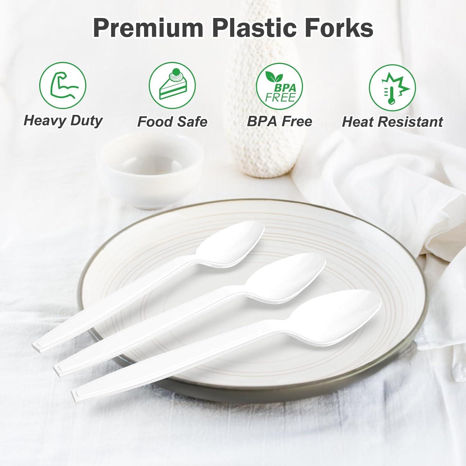 360 Count Clear Plastic Spoons Disposable, BPA-Free, Heat Resistant, Solid and Durable Disposable Spoons Heavy Duty Bulk, Premium Spoons plastic disposable for Party Supply(White)