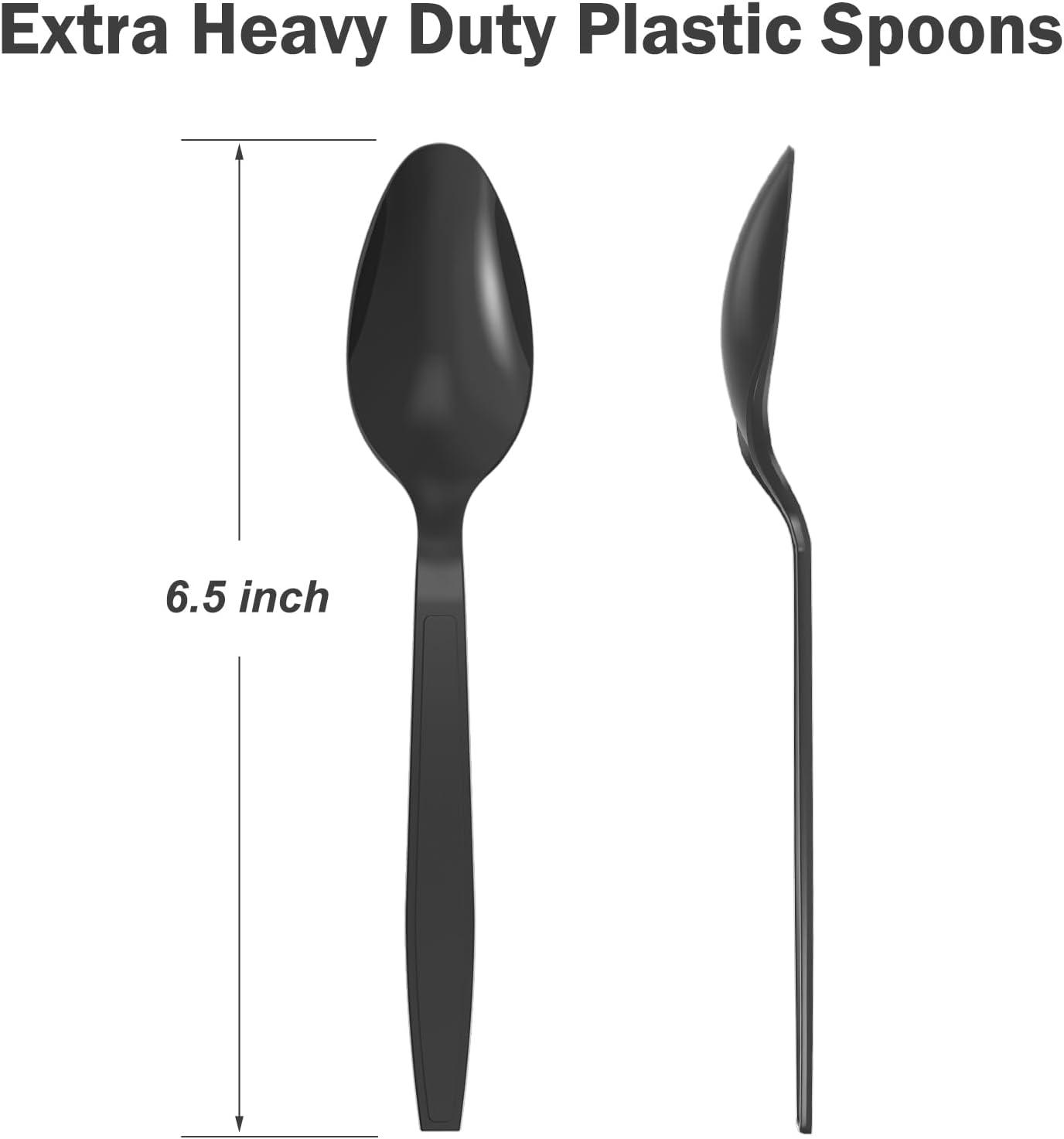 360 Count Clear Plastic Spoons Disposable, BPA-Free, Heat Resistant, Solid and Durable Disposable Spoons Heavy Duty Bulk, Premium Spoons plastic disposable for Party Supply(Black)