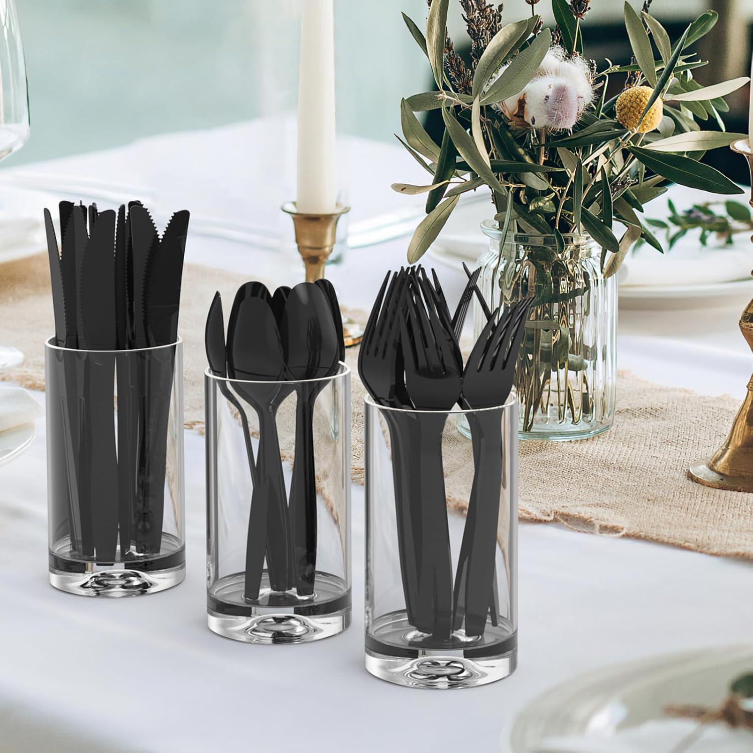 360 Count Clear Plastic Spoons Disposable, BPA-Free, Heat Resistant, Solid and Durable Disposable Spoons Heavy Duty Bulk, Premium Spoons plastic disposable for Party Supply(Black)