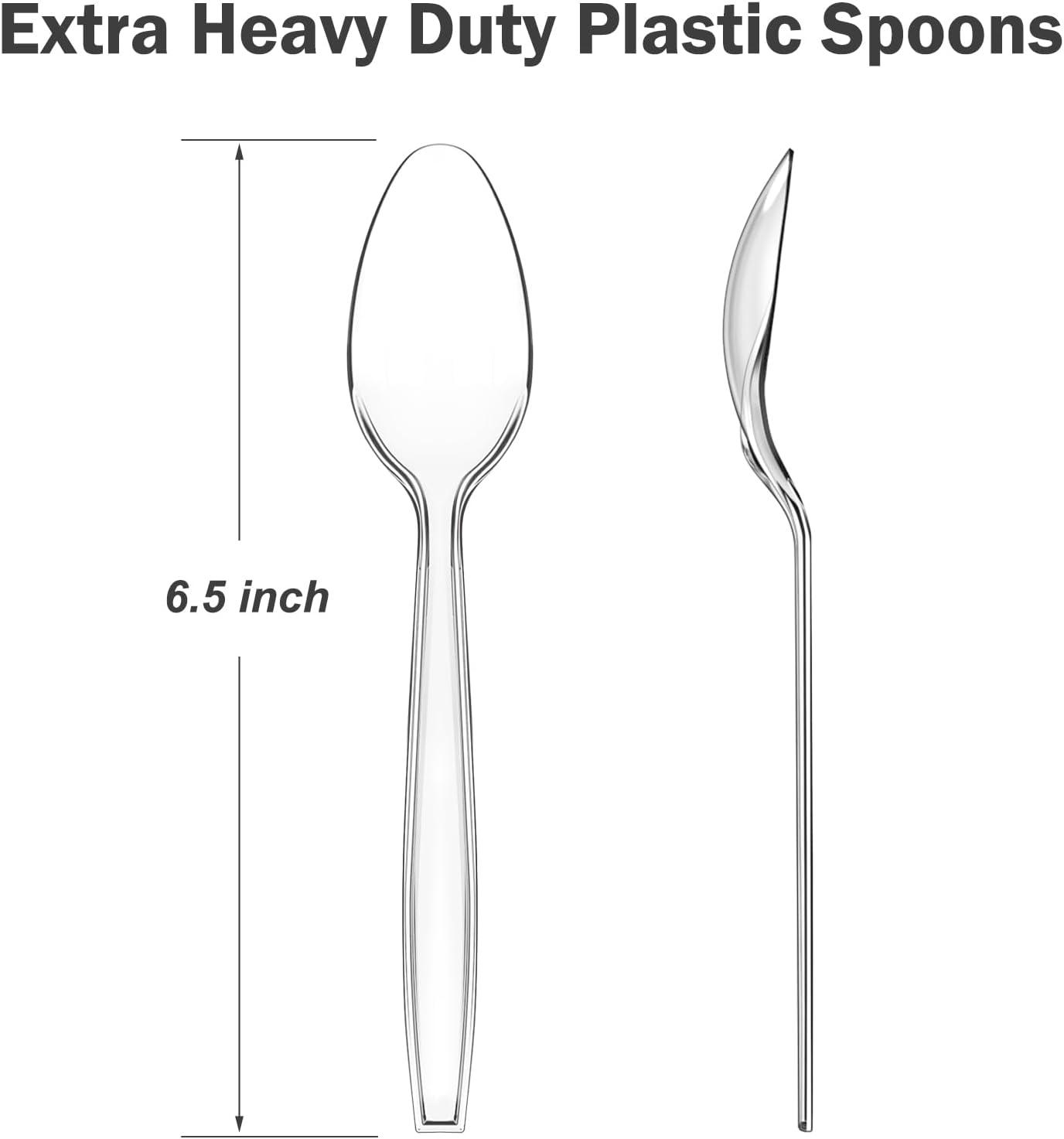 360 Count Clear Plastic Spoons Disposable, BPA-Free, Heat Resistant, Solid and Durable Disposable Spoons Heavy Duty Bulk, Premium Spoons plastic disposable for Party Supply(Clear)