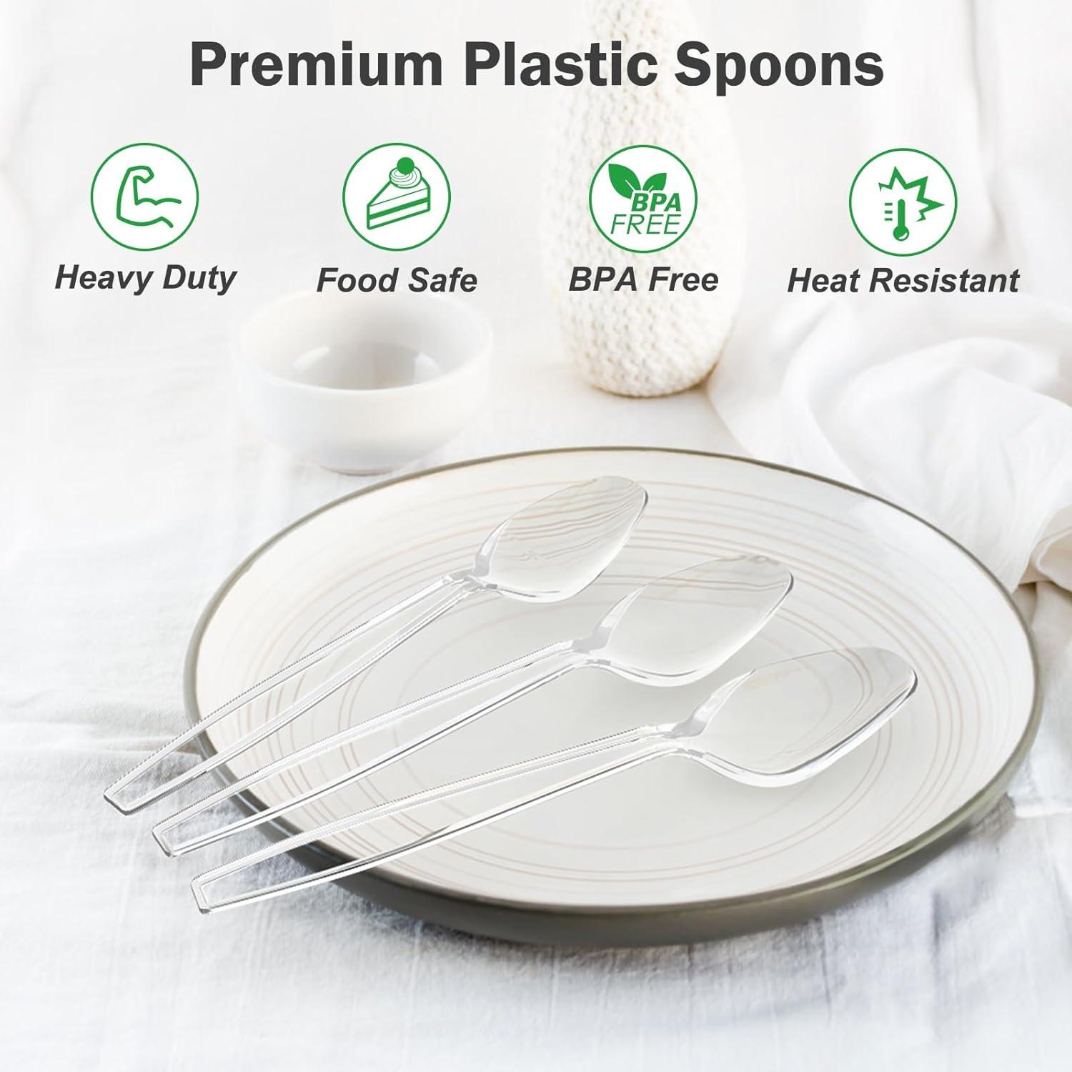 360 Count Clear Plastic Spoons Disposable, BPA-Free, Heat Resistant, Solid and Durable Disposable Spoons Heavy Duty Bulk, Premium Spoons plastic disposable for Party Supply(Clear)