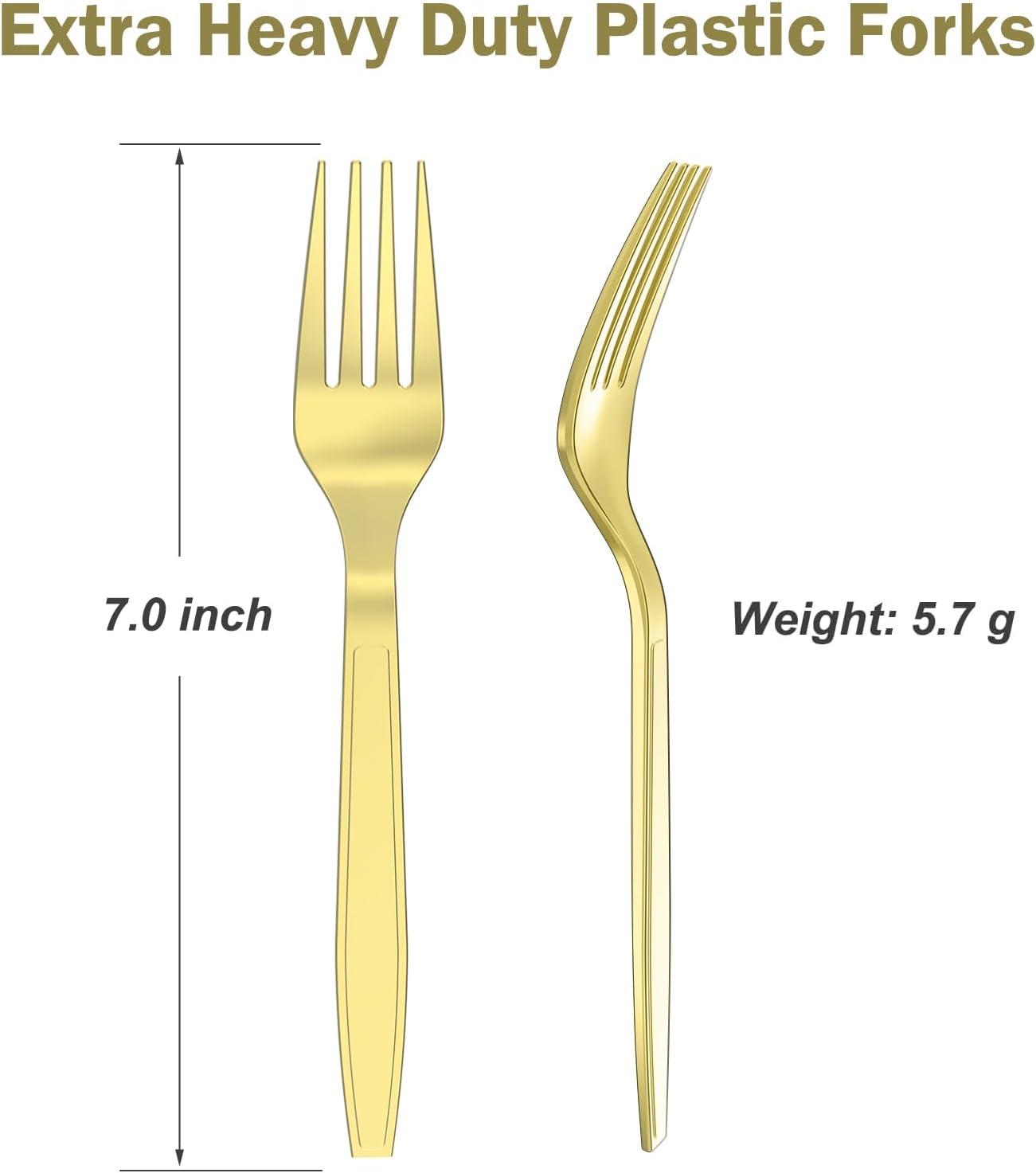 360 Count Extra Heavy Duty Gold Plastic Forks Disposable, BPA-Free, Heat Resistant, Solid and Durable Disposable Forks Bulk, Premium Plastic Forks heavy duty for Party Supply(Gold)