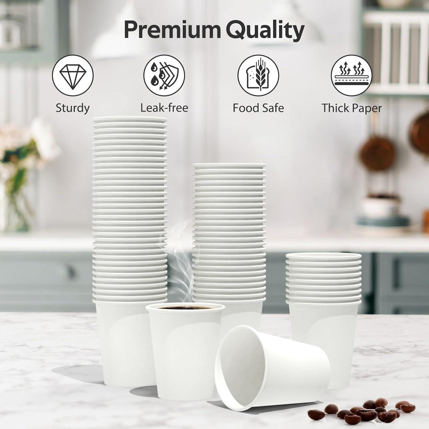 200 Count 3 oz Disposable Coffee Cups, Bathroom Mouthwash Cups, Leak-Free Food Safe Small Paper Mini Cup | Leak-Free, Food Safe, Small(08 OZ)