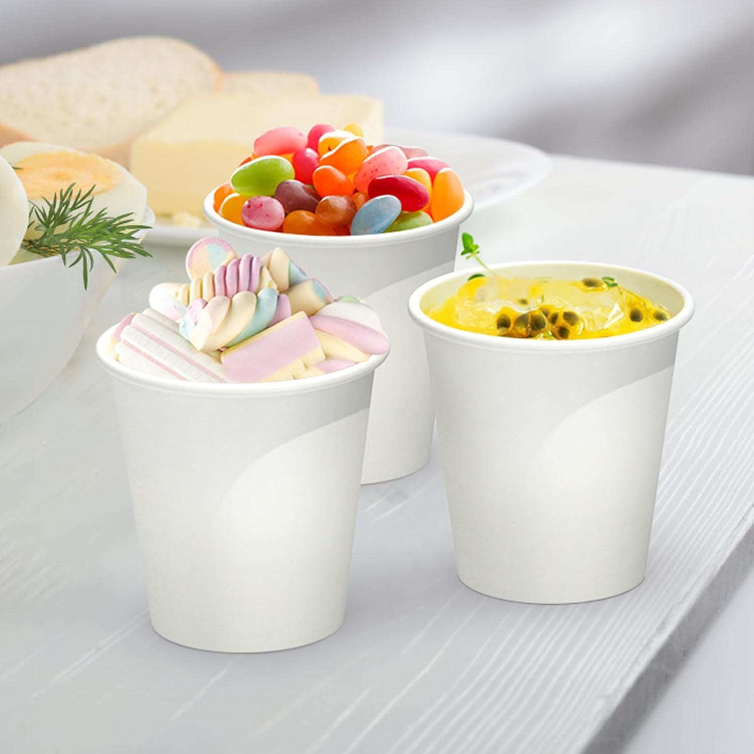 100 Count 8 oz Coffee Cups, Leak-Free Food Safe Paper Cups 8 oz, Disposable 8oz White Paper Cups for Cold and Hot Drinks(3 OZ)