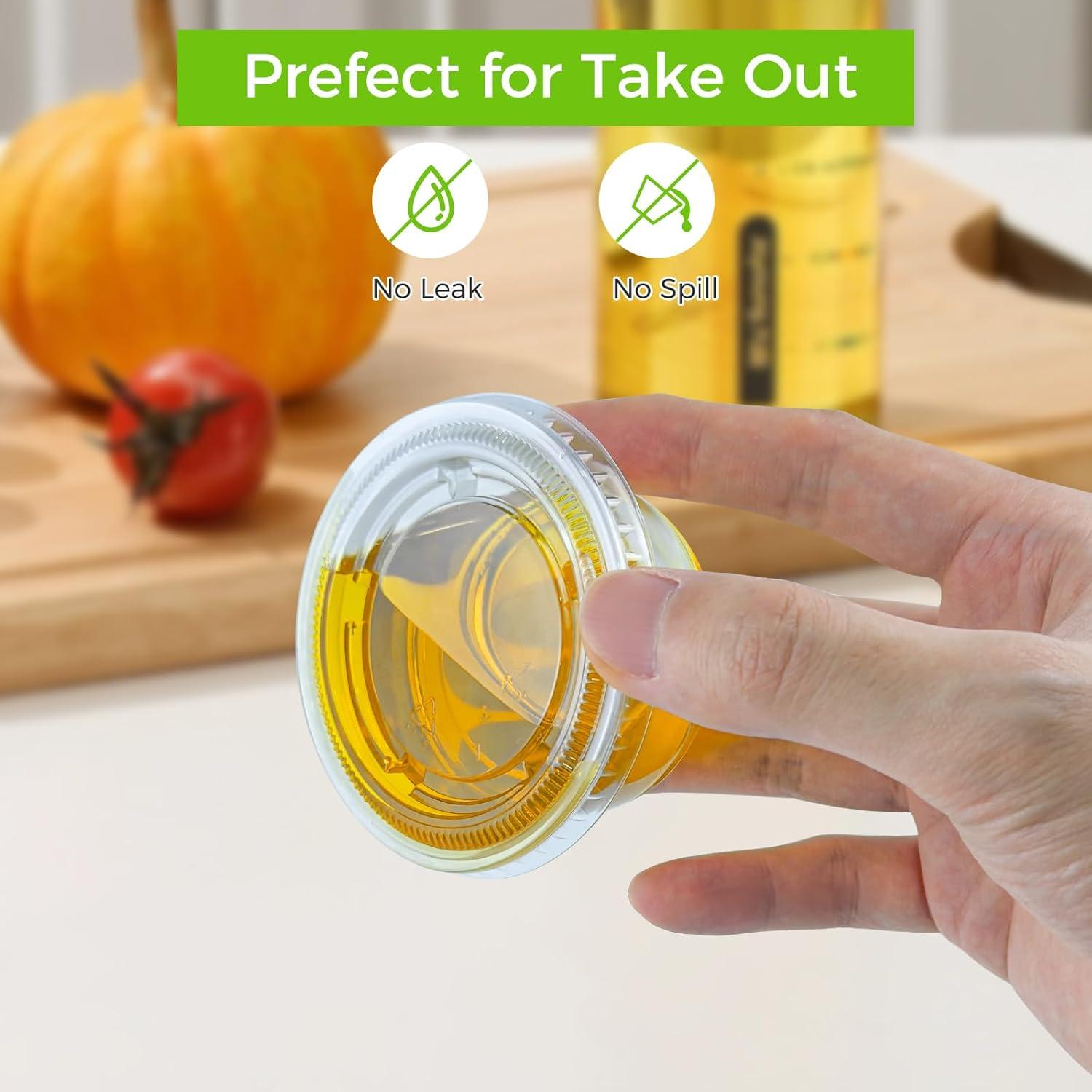 360 Set 1 oz Jello Shot Cups with Lids, Sturdy & Food Safe Disposable Plastic Portion Condiment Dipping Sauce Cups, Small Containers for Salad Dressing(3.25 OZ)