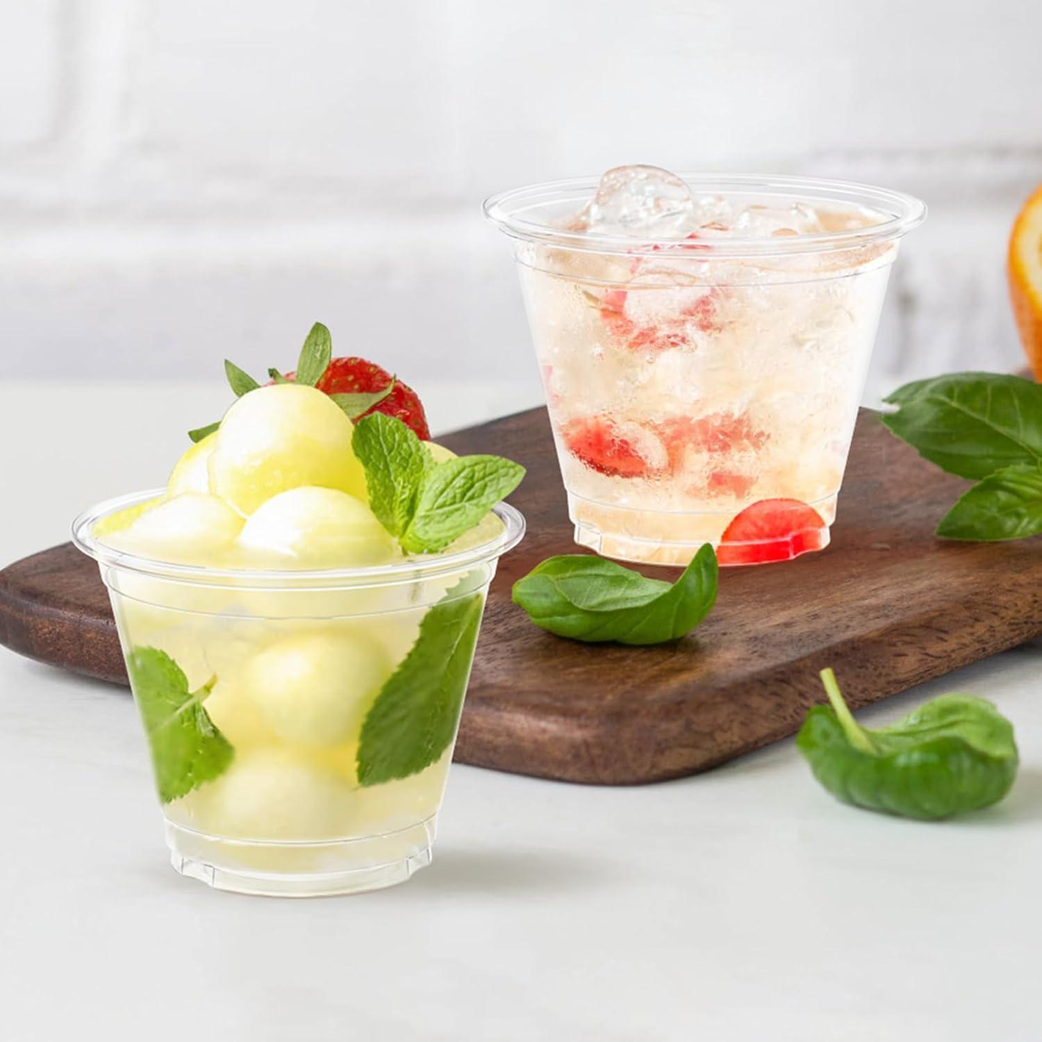 100 Pack 9 oz Clear Plastic Cups, Sturdy & Food Safe Disposable Plastic Cups for Wine Cocktail Punch(9 oz)