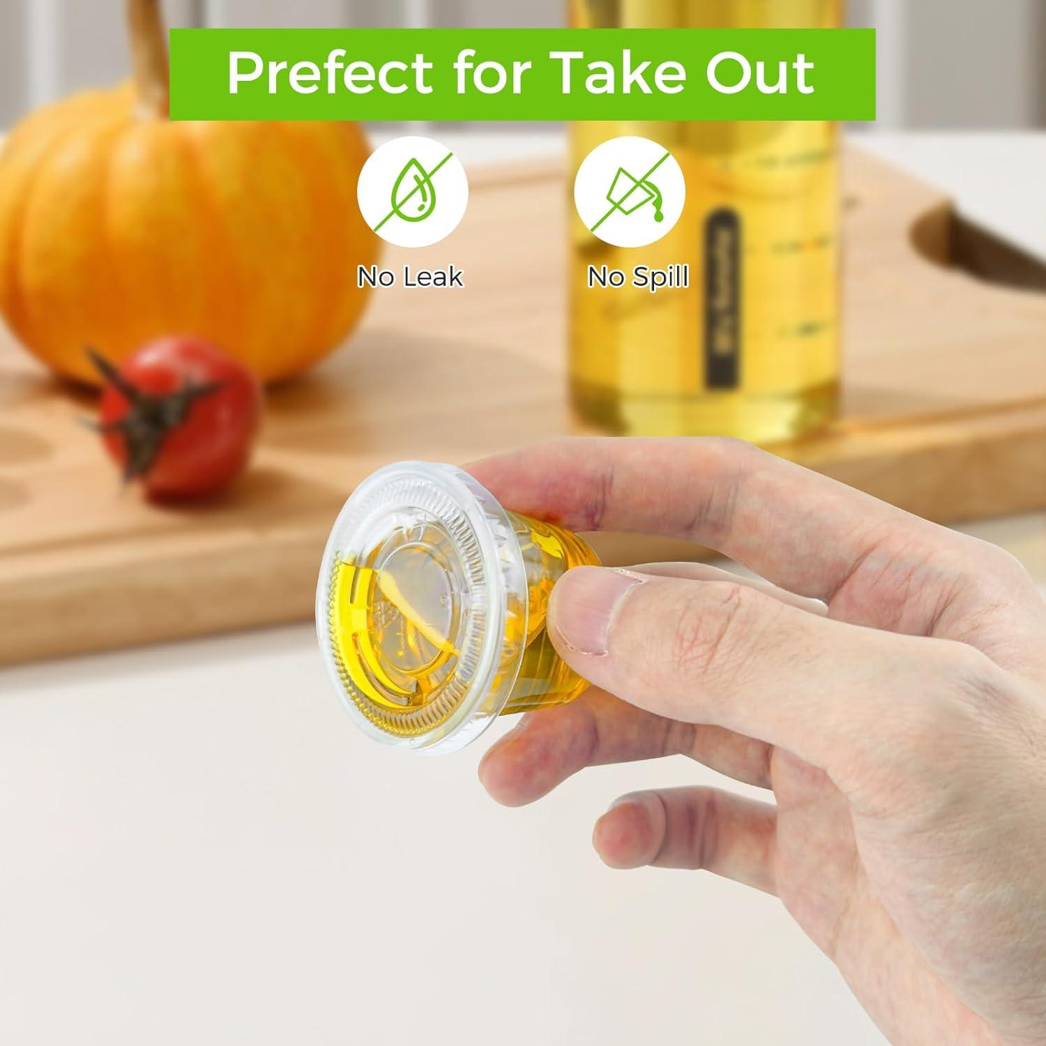 360 Set 1 oz Jello Shot Cups with Lids, Sturdy & Food Safe Disposable Plastic Portion Condiment Dipping Sauce Cups, Small Containers for Salad Dressing(1 OZ)