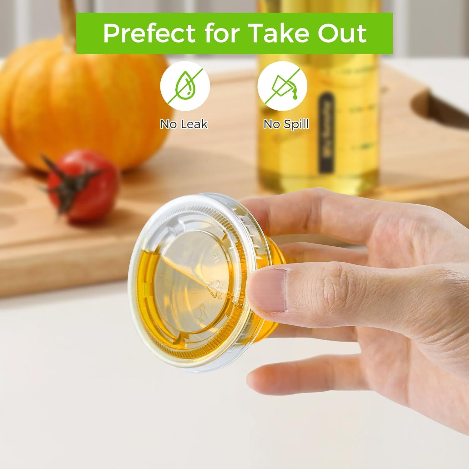 360 Set 1 oz Jello Shot Cups with Lids, Sturdy & Food Safe Disposable Plastic Portion Condiment Dipping Sauce Cups, Small Containers for Salad Dressing(2 OZ)