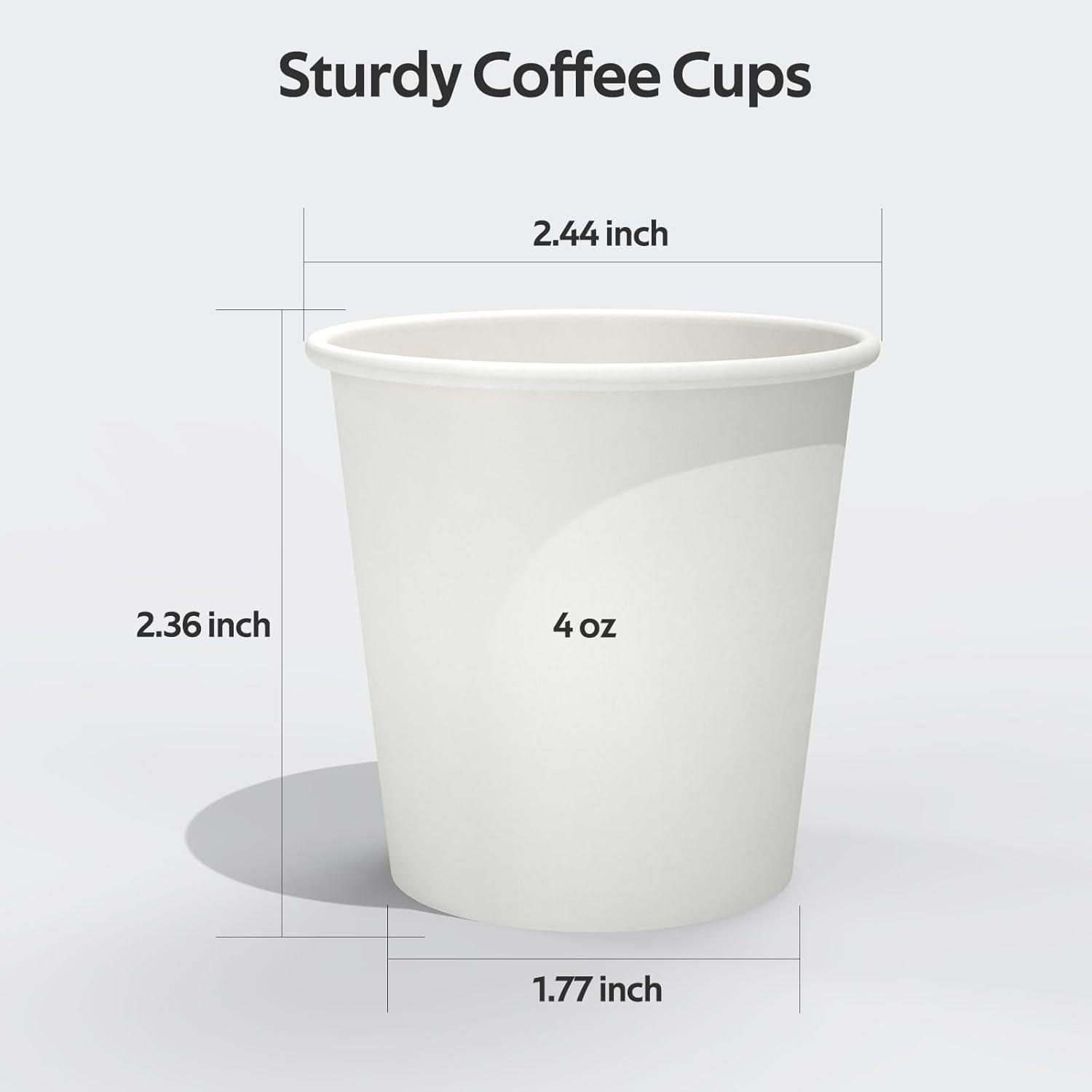 100 Count 6 oz Coffee Cups, Leak-Free Food Safe Paper Cups 6 oz, Disposable 6oz White Paper Cups for Cold and Hot Drinks(4 OZ)