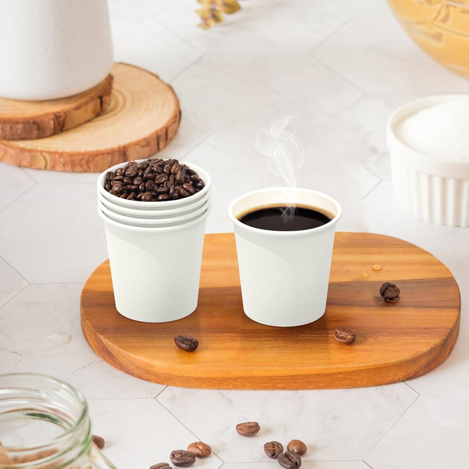 100 Count 6 oz Coffee Cups, Leak-Free Food Safe Paper Cups 6 oz, Disposable 6oz White Paper Cups for Cold and Hot Drinks(4 OZ)