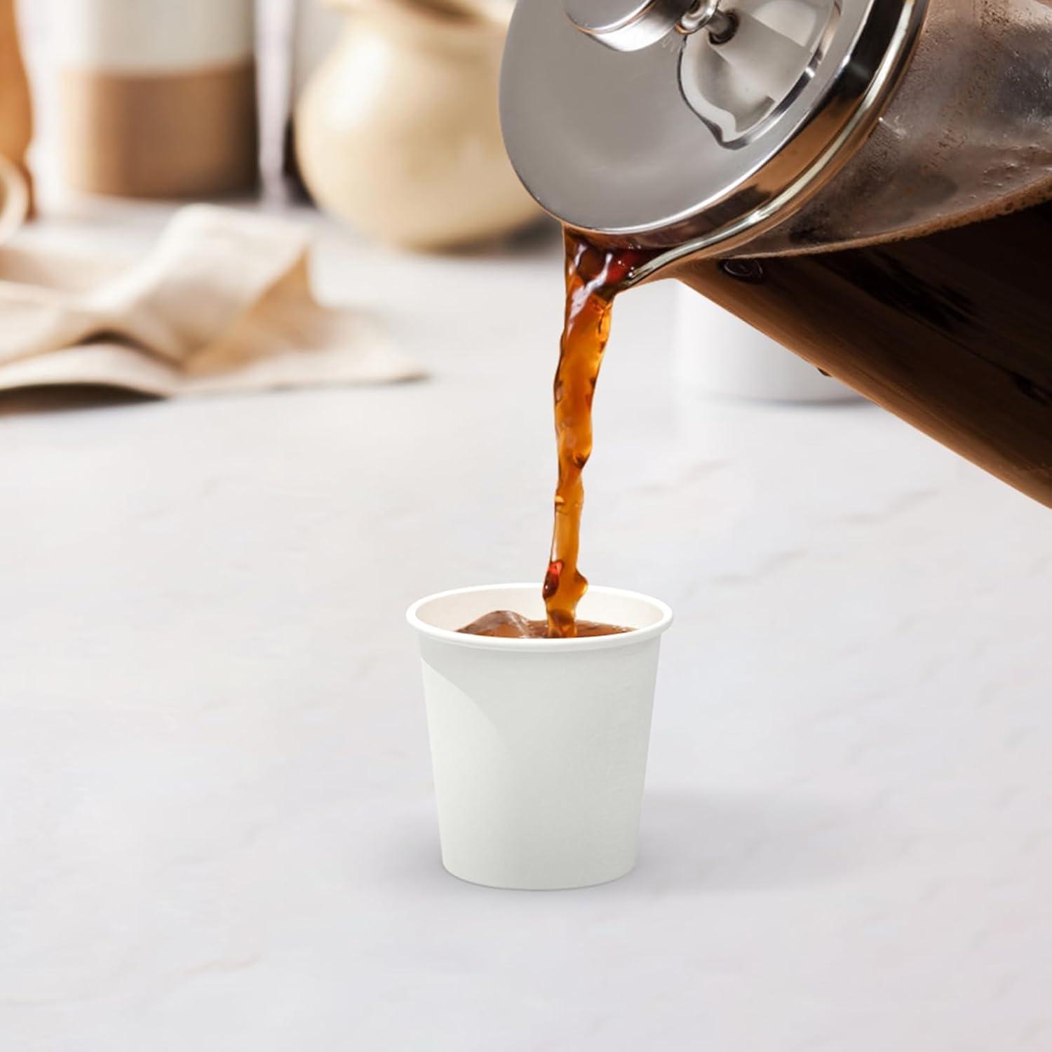 100 Count 6 oz Coffee Cups, Leak-Free Food Safe Paper Cups 6 oz, Disposable 6oz White Paper Cups for Cold and Hot Drinks(4 OZ)