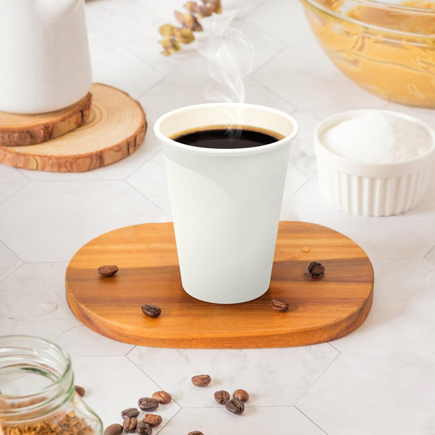 100 Count 6 oz Coffee Cups, Leak-Free Food Safe Paper Cups 6 oz, Disposable 6oz White Paper Cups for Cold and Hot Drinks(12 OZ)