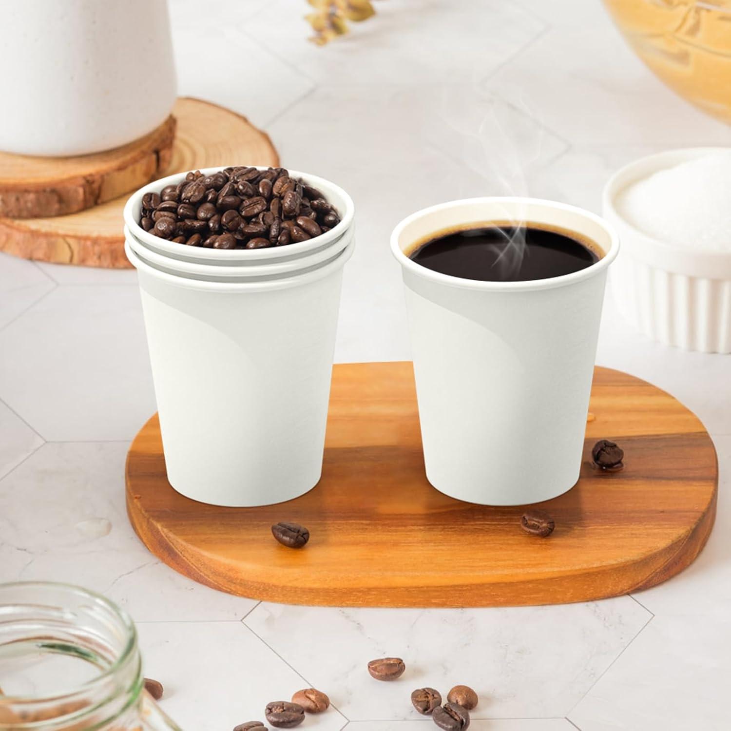 100 Count 6 oz Coffee Cups, Leak-Free Food Safe Paper Cups 6 oz, Disposable 6oz White Paper Cups for Cold and Hot Drinks(08 OZ)