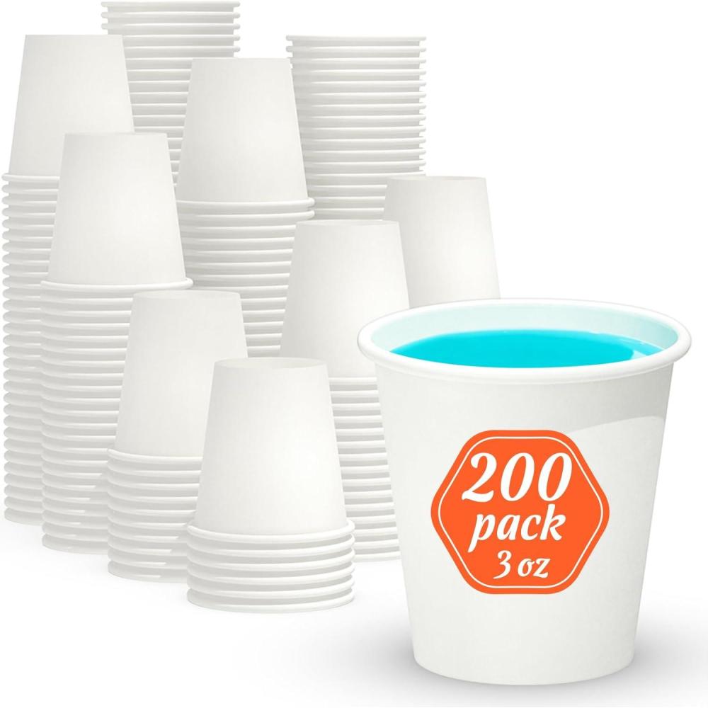100 Count 6 oz Coffee Cups, Leak-Free Food Safe Paper Cups 6 oz, Disposable 6oz White Paper Cups for Cold and Hot Drinks(3 OZ)
