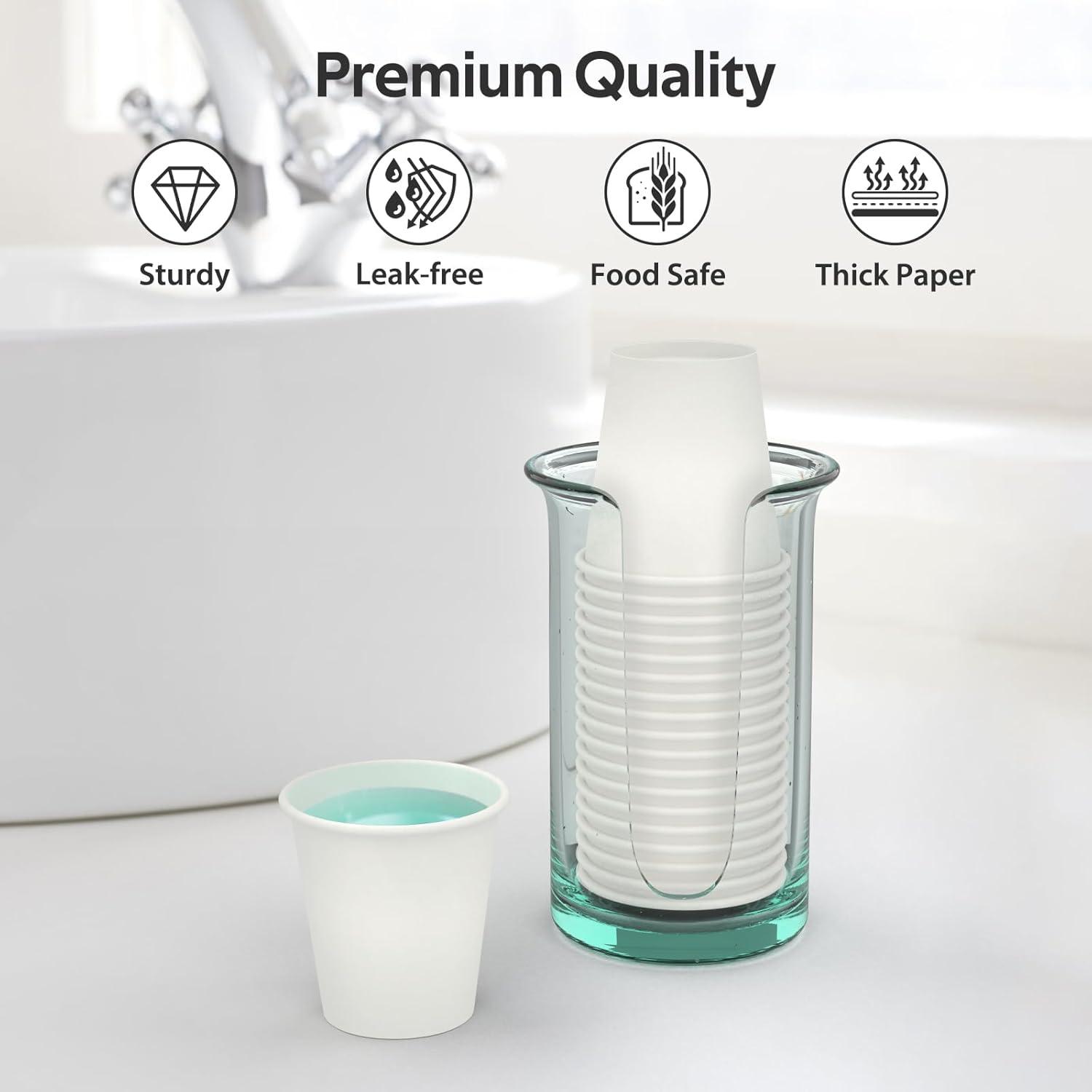 100 Count 6 oz Coffee Cups, Leak-Free Food Safe Paper Cups 6 oz, Disposable 6oz White Paper Cups for Cold and Hot Drinks(3 OZ)