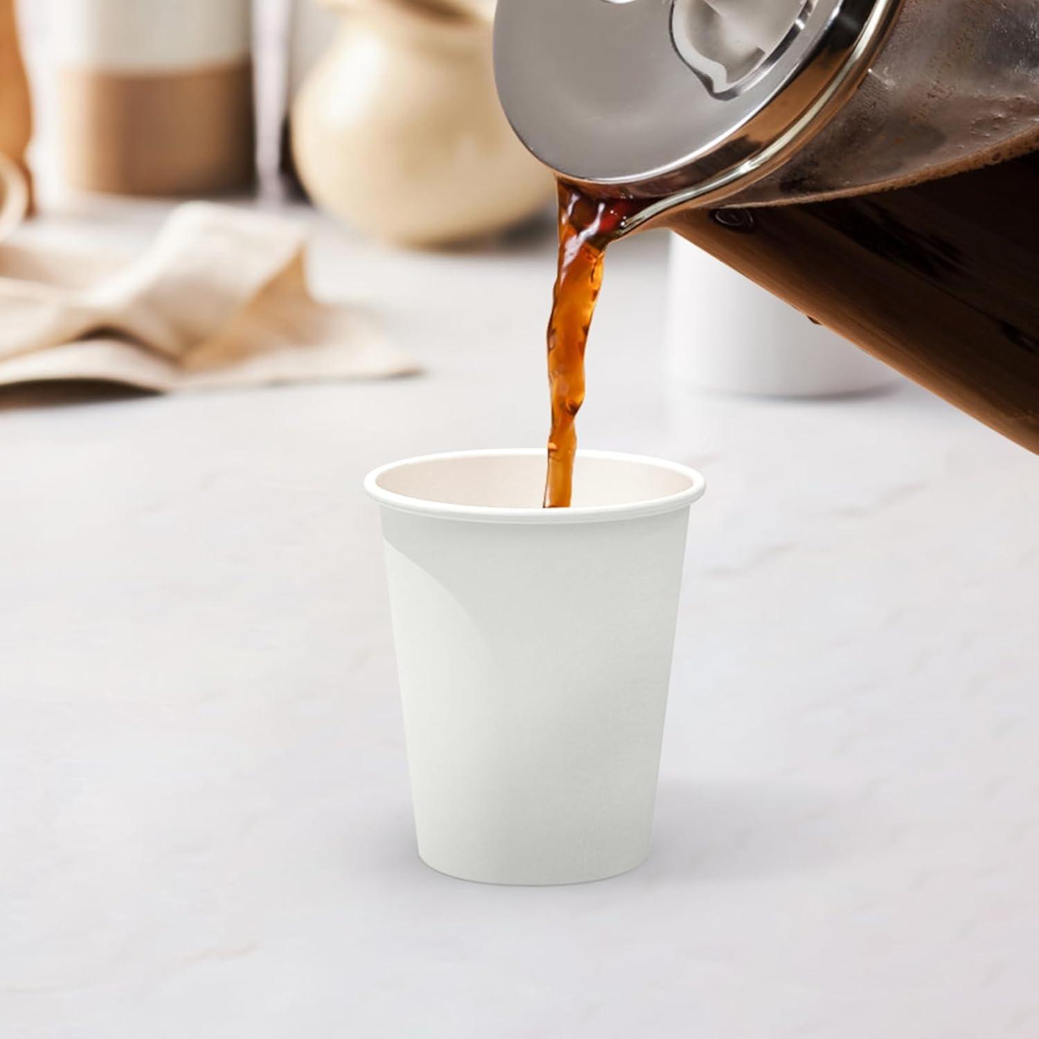100 Count 4 oz Coffee Cups, Leak-Free Food Safe Paper Cups 4 oz, Disposable 4oz White Paper Cups for Cold and Hot Drinks(08 OZ)