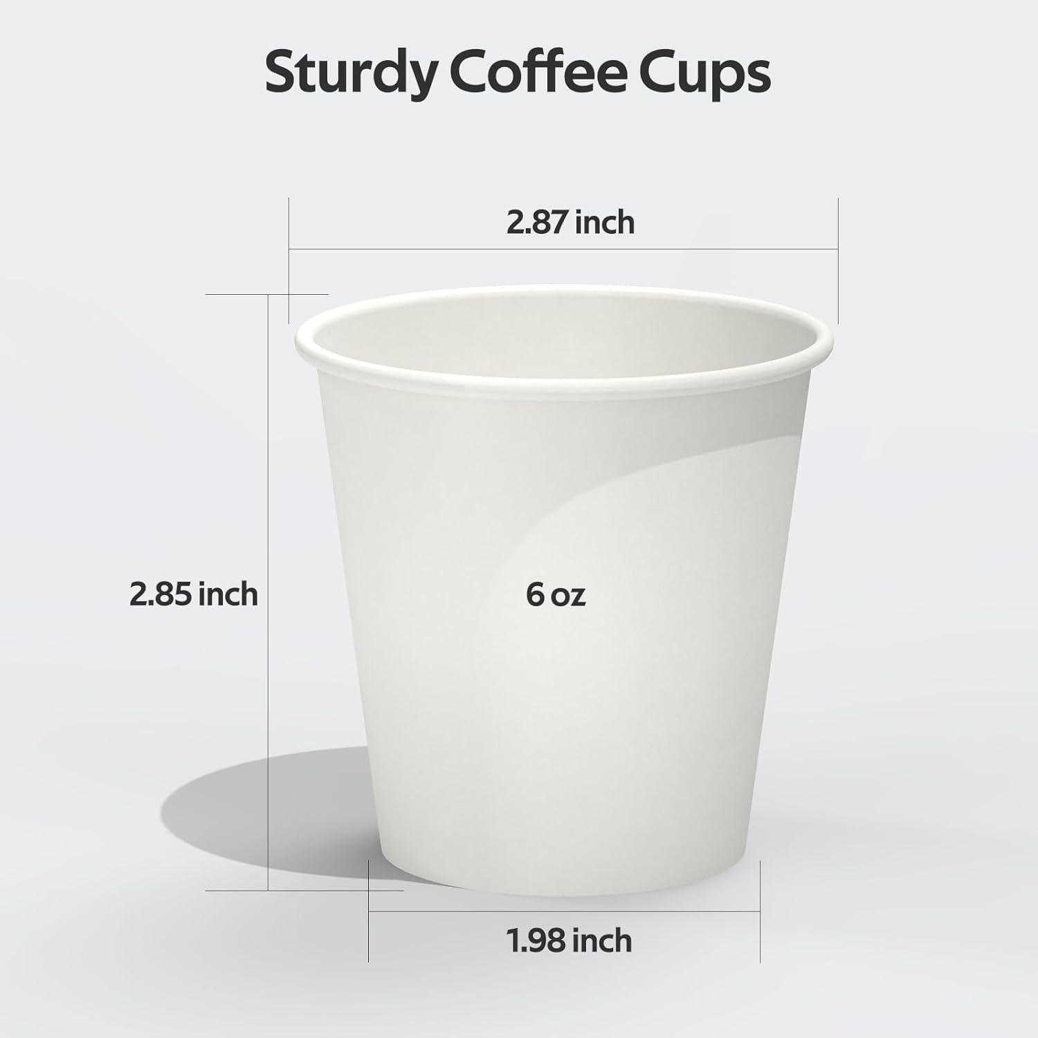 100 Count 4 oz Coffee Cups, Leak-Free Food Safe Paper Cups 4 oz, Disposable 4oz White Paper Cups for Cold and Hot Drinks(6 OZ)