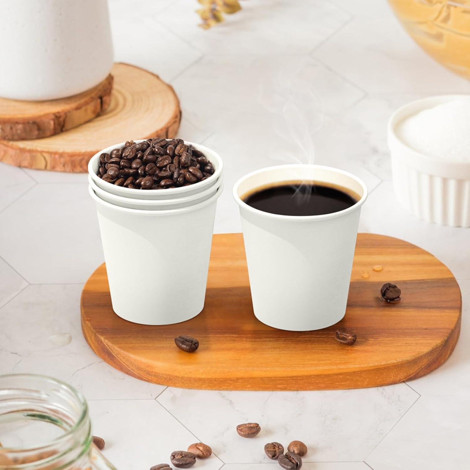 100 Count 4 oz Coffee Cups, Leak-Free Food Safe Paper Cups 4 oz, Disposable 4oz White Paper Cups for Cold and Hot Drinks(6 OZ)