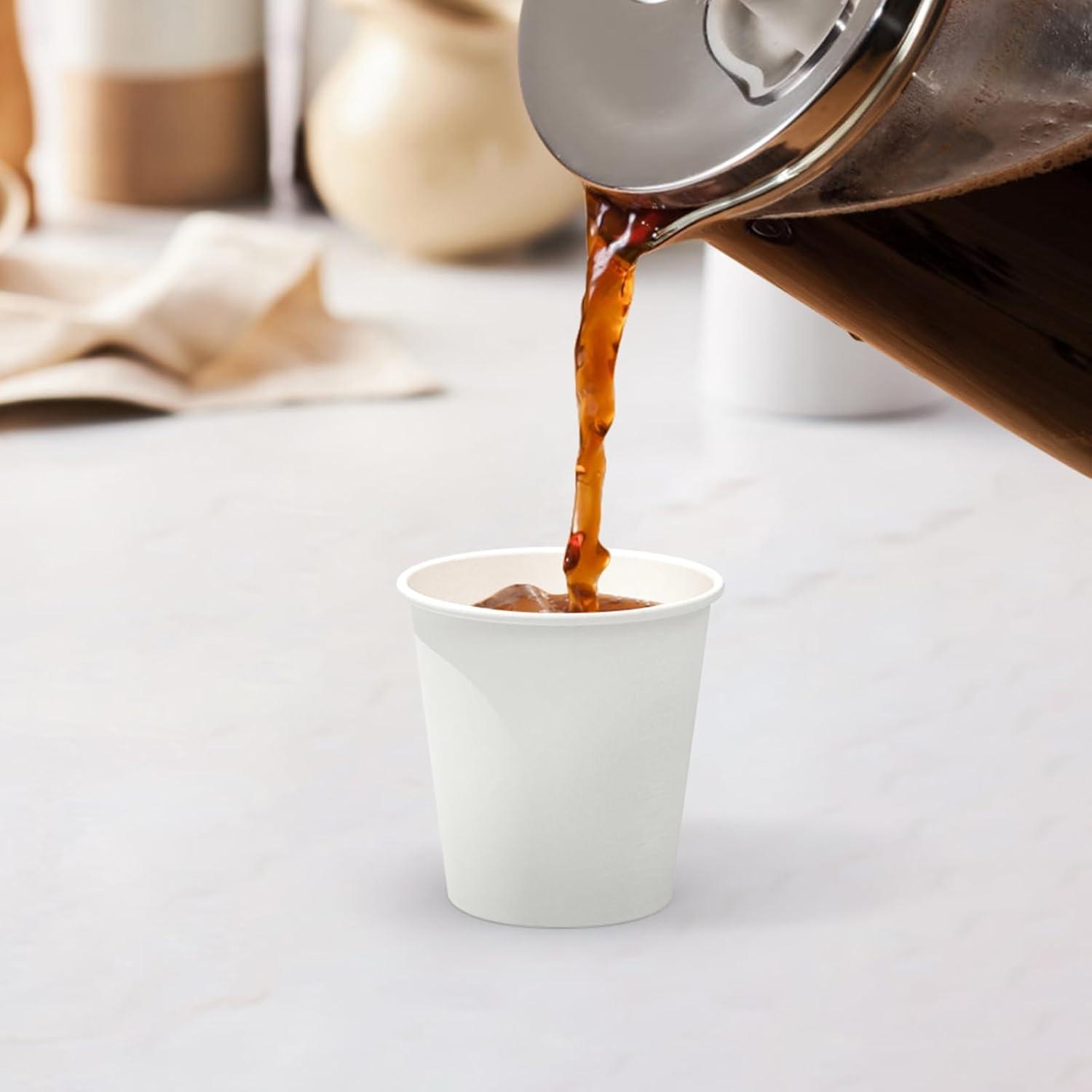 100 Count 4 oz Coffee Cups, Leak-Free Food Safe Paper Cups 4 oz, Disposable 4oz White Paper Cups for Cold and Hot Drinks(6 OZ)