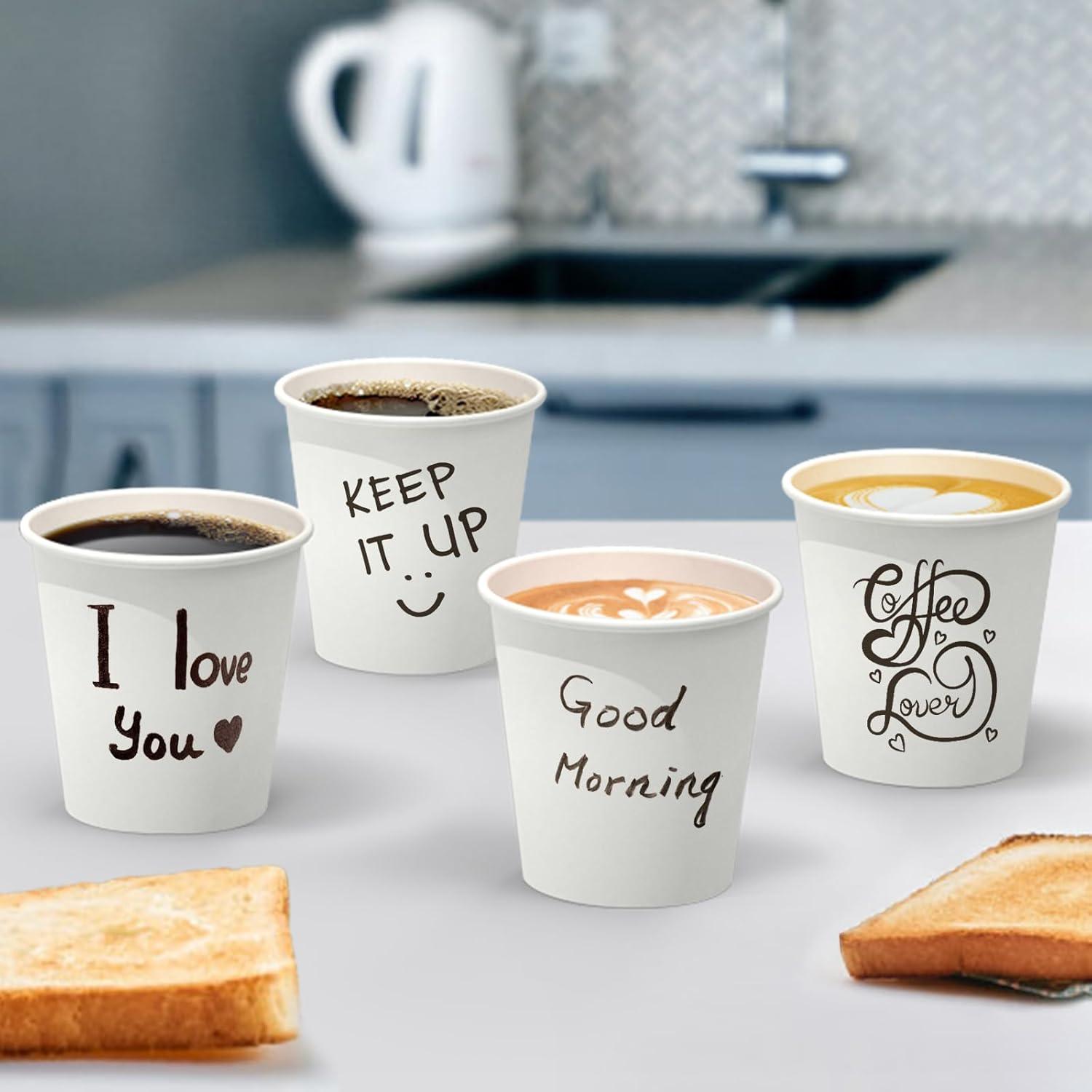 100 Count 4 oz Coffee Cups, Leak-Free Food Safe Paper Cups 4 oz, Disposable 4oz White Paper Cups for Cold and Hot Drinks(6 OZ)