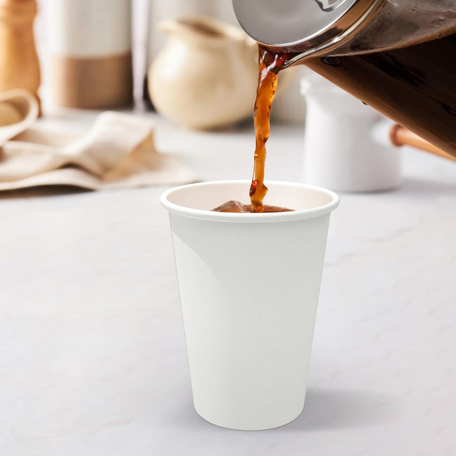 100 Count 4 oz Coffee Cups, Leak-Free Food Safe Paper Cups 4 oz, Disposable 4oz White Paper Cups for Cold and Hot Drinks(12 OZ)