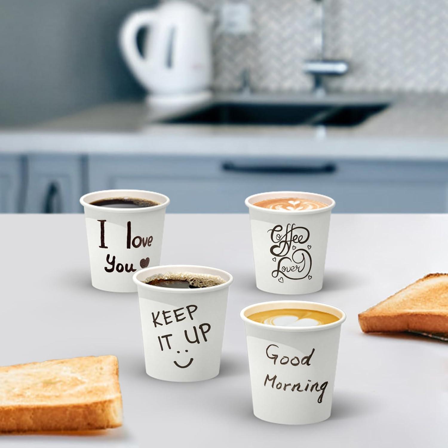 100 Count 4 oz Coffee Cups, Leak-Free Food Safe Paper Cups 4 oz, Disposable 4oz White Paper Cups for Cold and Hot Drinks(4 OZ)