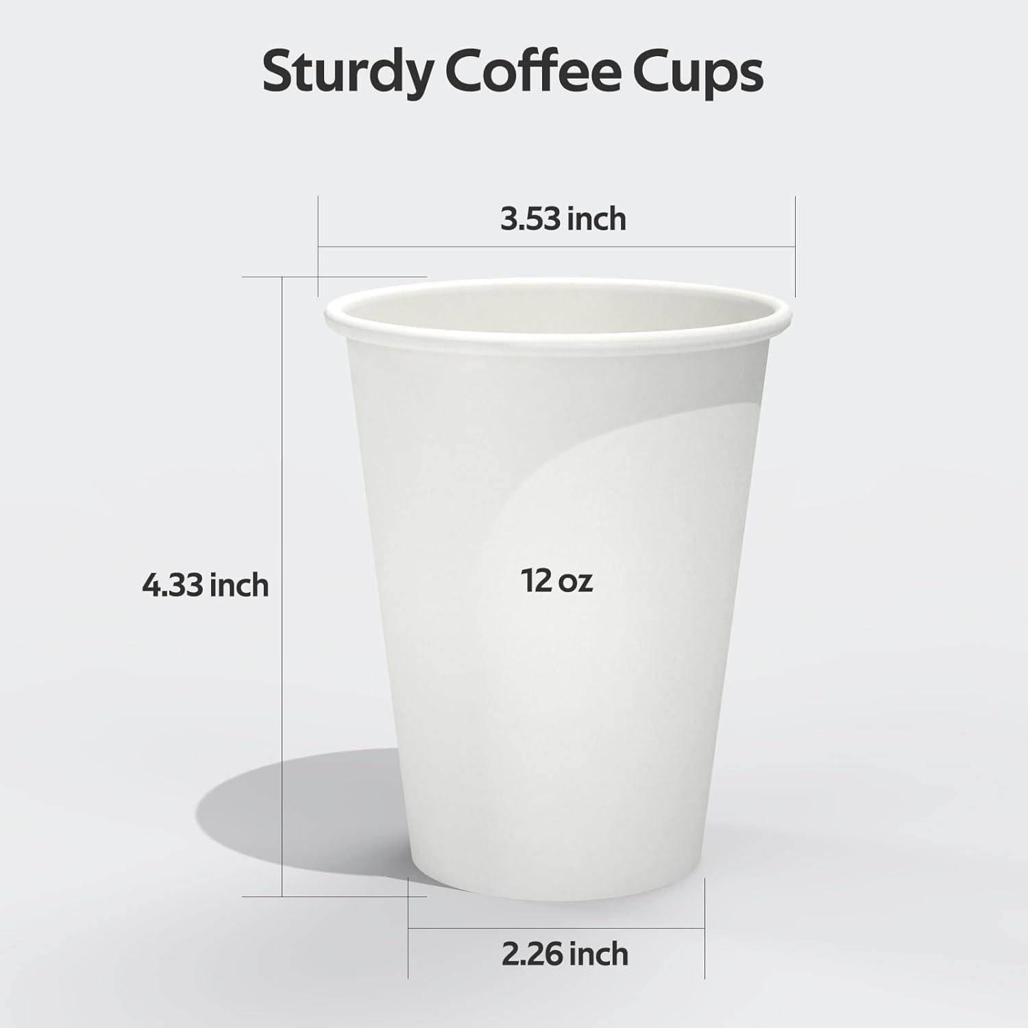 200 Count 3 oz Disposable Coffee Cups, Bathroom Mouthwash Cups, Leak-Free Food Safe Small Paper Mini Cup | Leak-Free, Food Safe, Small(12 OZ)